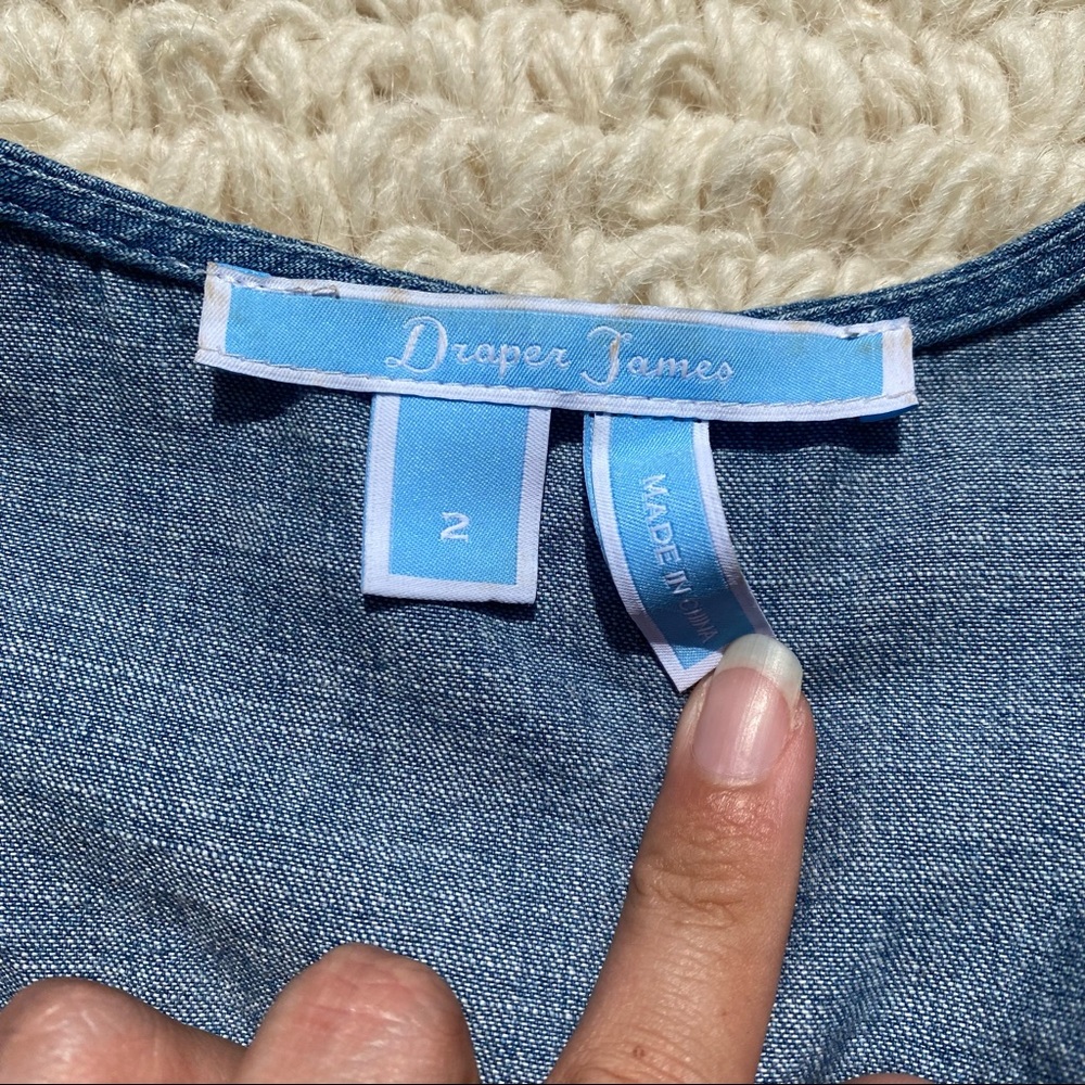 Draper James Blue Chambray Flutter Wrap Romper - image 7